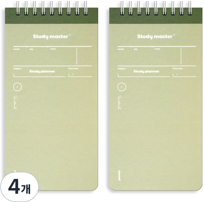 뮤니드 잇 스프링 만년 상철 100일 스터디 플래너 노트, 카키, 4개