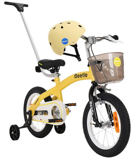 조코 유아동 비틀 14 체인자전거 + 어반형 헬멧, 옐로우 + 크림, 102cm, 1세트