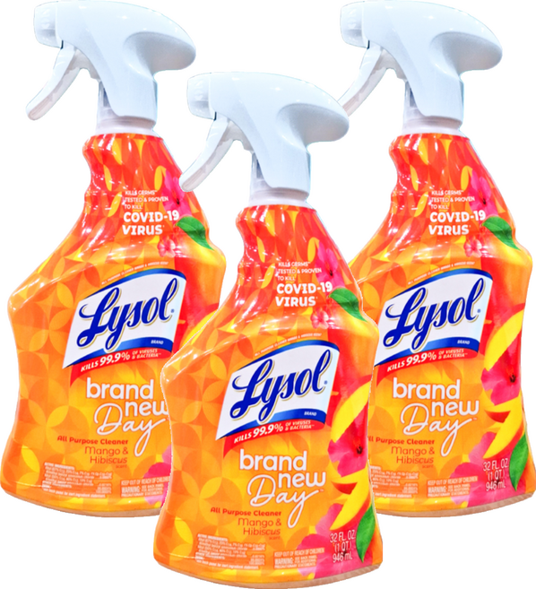 Lysol 來舒 多功能萬用噴槍式清潔劑 芒果芙蓉香味, 3瓶, 946ml