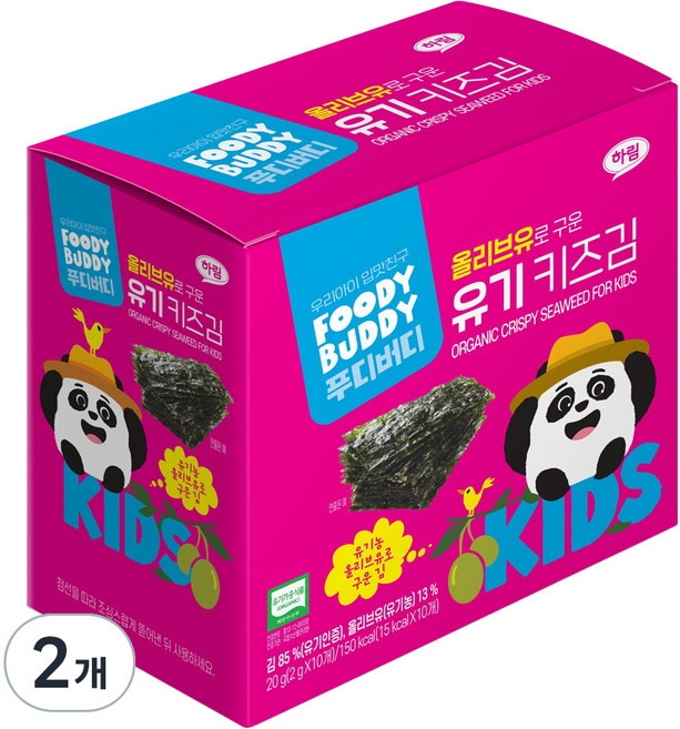 푸디버디 올리브유로 구운 유기 키즈김, 유기원초/올리브유, 20g, 2개