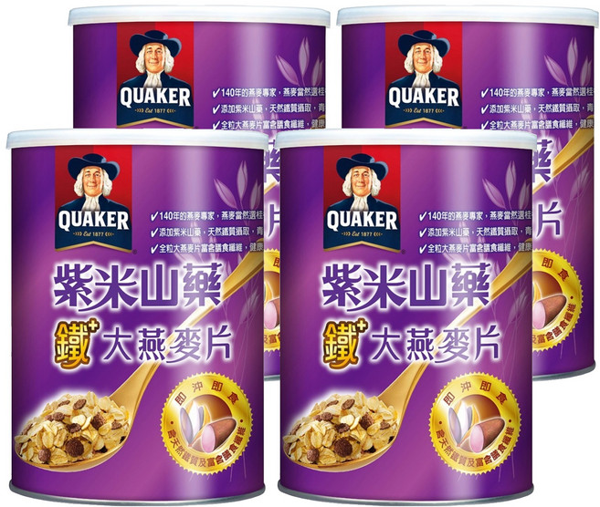 QUAKER 桂格 紫米山藥燕麥, 700g, 4罐