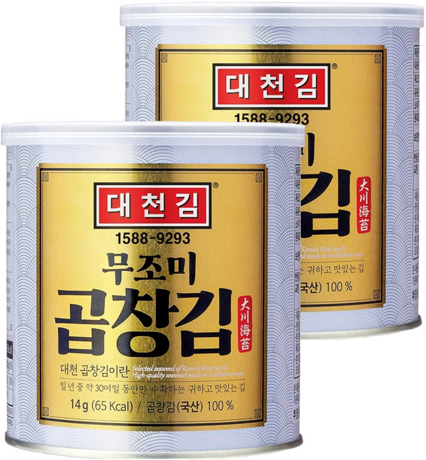 대천김 무조미 곱창캔김 NC730, 14g, 2개