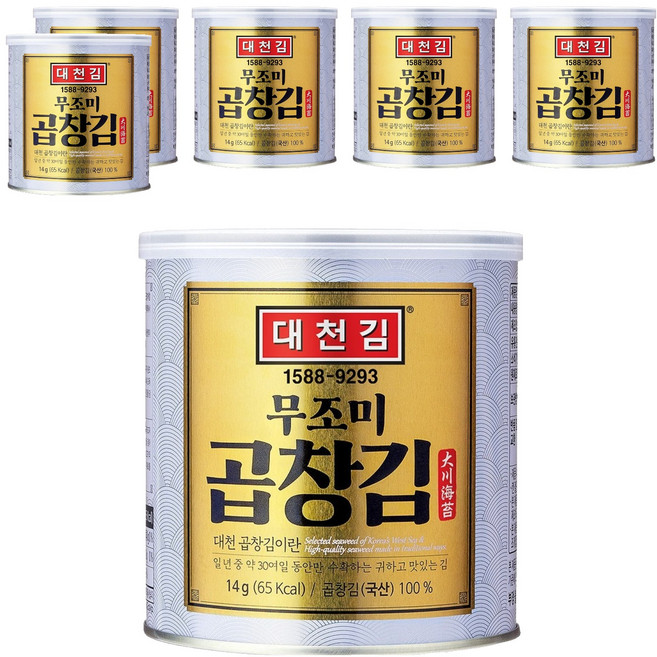 대천김 무조미 곱창캔김, 14g, 6개