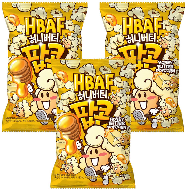 바프 허니버터 팝콘, 80g, 3개