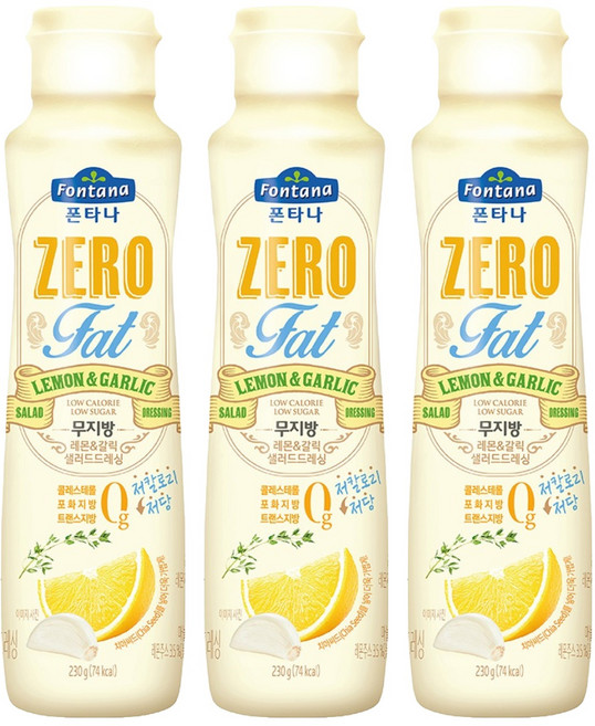폰타나 저당 저칼로리 무지방 레몬갈릭 드레싱, 230g, 3개