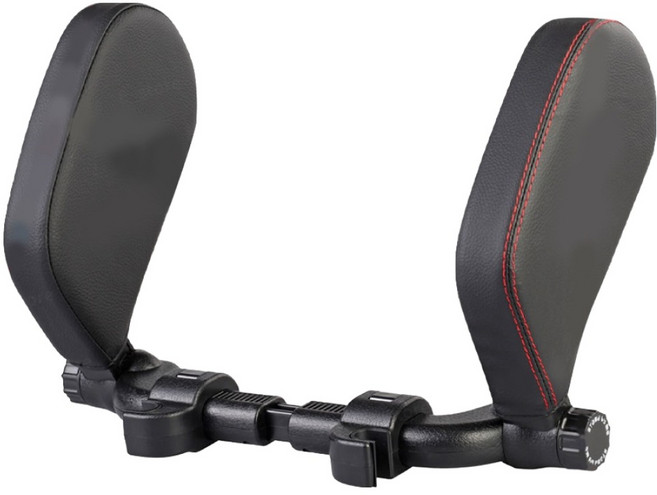 汽車側靠枕 加大款 PVC皮革 + 記憶棉, 黑紅色, 1個