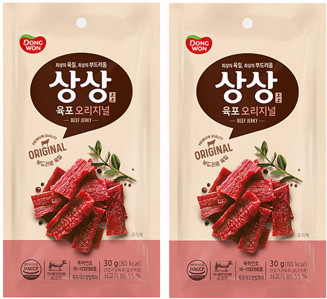 상상육포 오리지널, 30g, 2개