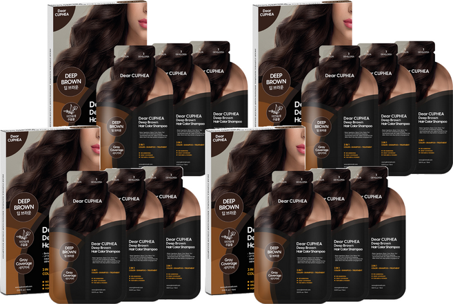 디어쿠페아 헤어 컬러 샴푸 15ml x 3p, 딥브라운, 4개