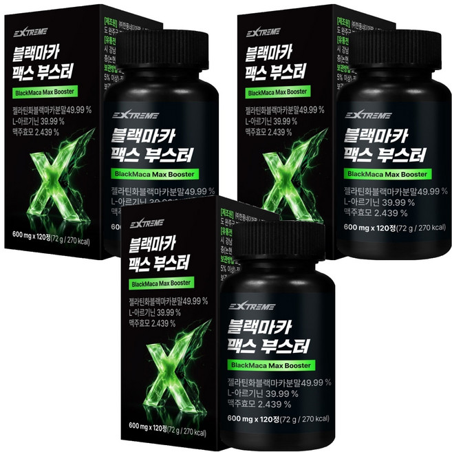 익스트림 블랙마카 맥스 부스터 72g, 3개, 120정