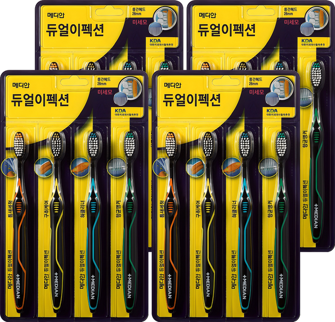 메디안 듀얼이펙션 미세모 칫솔, 4개입, 4개