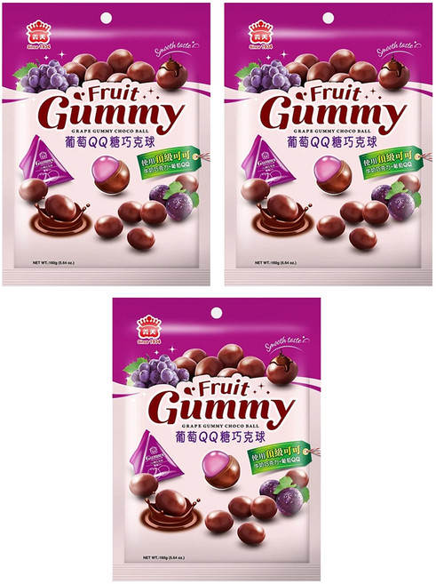 義美 QQ糖巧克球 葡萄口味, 160g, 3袋