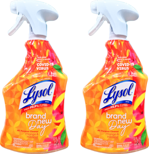 Lysol 來舒 多功能萬用噴槍式清潔劑 芒果芙蓉香味, 2瓶, 946ml