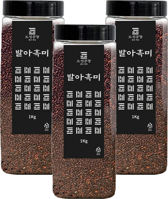도정공장 발아흑미, 1kg, 3개