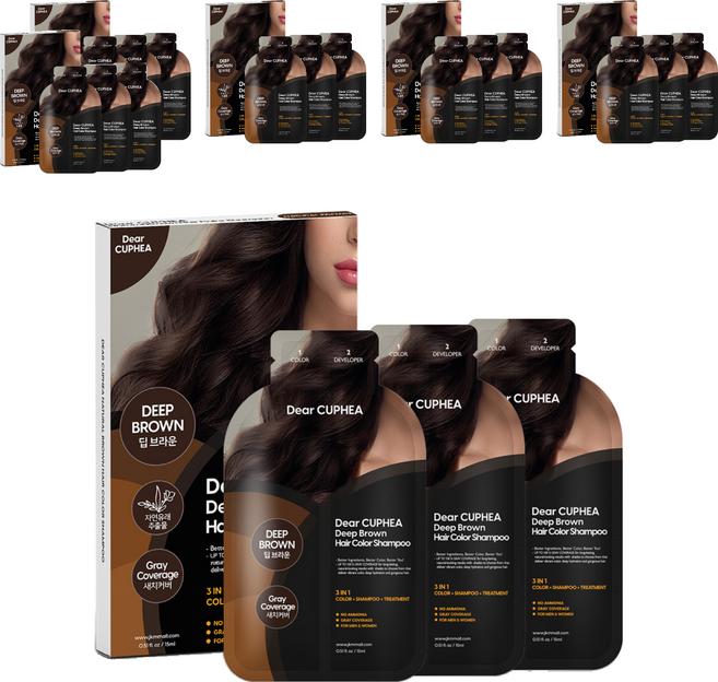 디어쿠페아 헤어 컬러 샴푸 15ml x 3p, 딥브라운, 6개