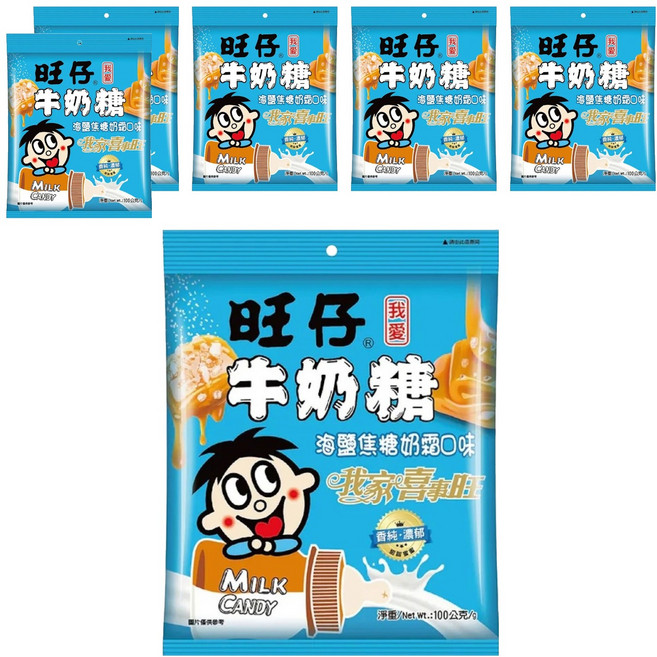 旺旺 旺仔牛奶糖 海鹽焦糖奶霜口味, 6包, 100g
