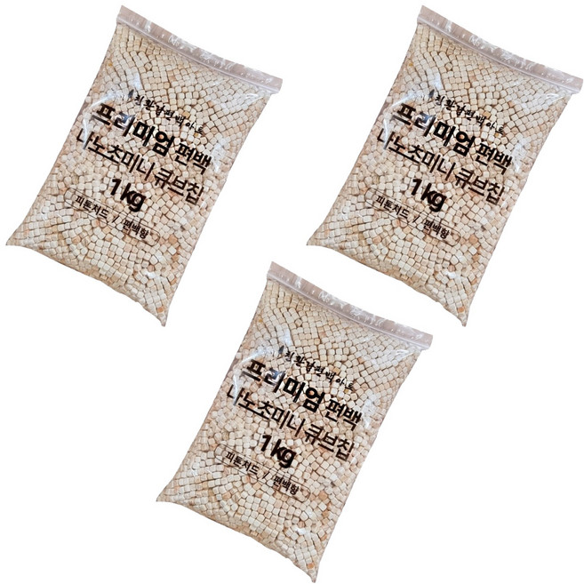 친환경편백아트 프리미엄 편백 나노초미니 피톤치드 큐브칩 4~6mm, 1kg, 3개