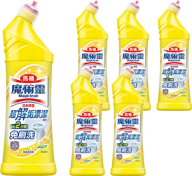 Kao 花王 Magiclean 魔術靈 台灣公司貨 殺菌瞬潔 馬桶清潔劑 檸檬香, 500ml, 6瓶