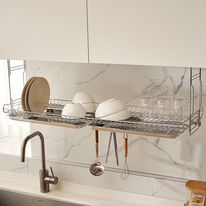 트레벨 광폭 씽크선반 90 x 28 cm, 1단, 실버, 1개