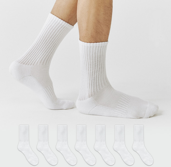 GGRN 남성용 스탠다드 맨 파일 쿠션 크루 삭스 양말 8켤레 세트