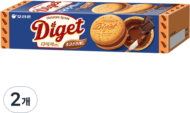 오리온 다이제샌드 초코스프레드 2p, 98g, 2개