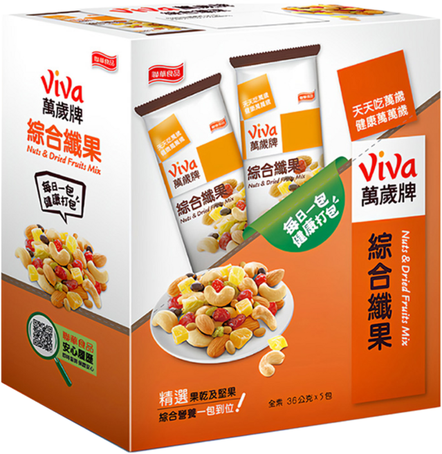 ViVa 萬歲牌 綜合纖果 精選果乾及堅果 綜合營養 一包到位, 1盒