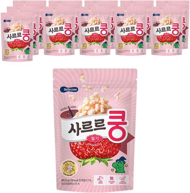 베베쿡 사르르쿵 과자, 딸기맛, 23g, 12개