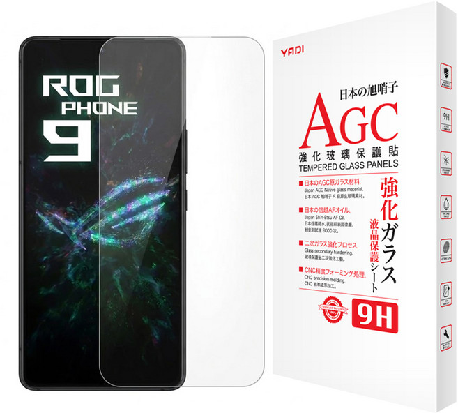 YADI 亞第 水之鏡 智慧型手機 玻璃保護貼 ASUS ROG Phone 9 6.78吋 9H 強抗指紋 AGC玻璃 透明色 GPA4-AS-RP9-24