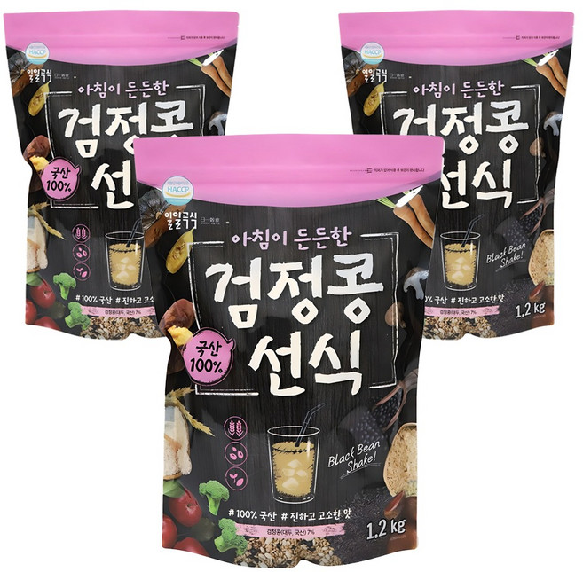 태광선식 일일곡식 아침이 든든한 검정콩선식, 1.2kg, 3개