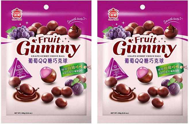 義美 QQ糖巧克球 葡萄口味, 160g, 2袋