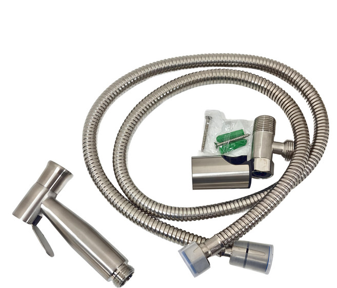 LEADER 麗達 多用途不鏽鋼強力清潔沖洗全配組 搭圓柱掛座 NA101-12 1.2m 400g, 銀色, 1組