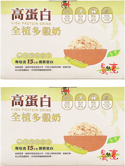 自然緣素 高蛋白多穀植物奶 15包, 525g, 2盒