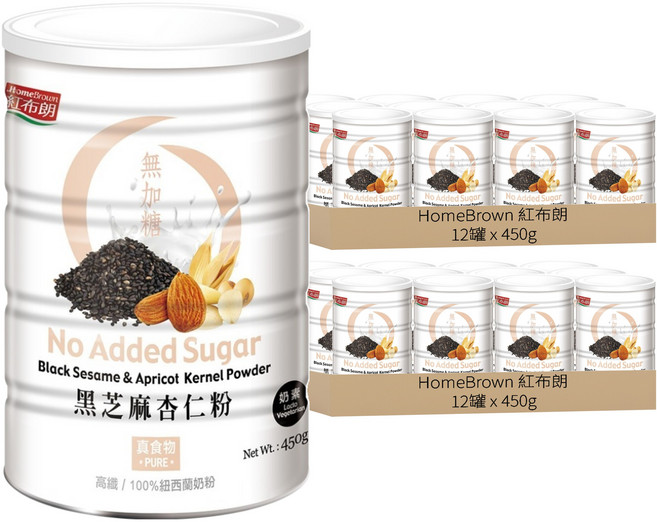 HomeBrown 紅布朗 黑芝麻杏仁粉, 450g, 24罐