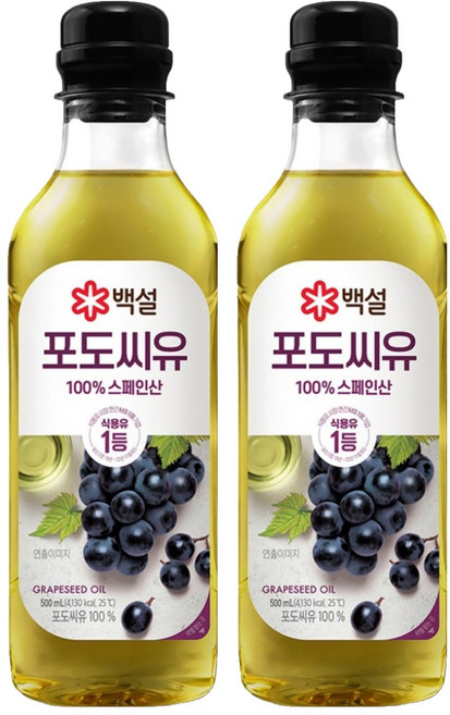 백설 포도씨유, 500ml, 2개