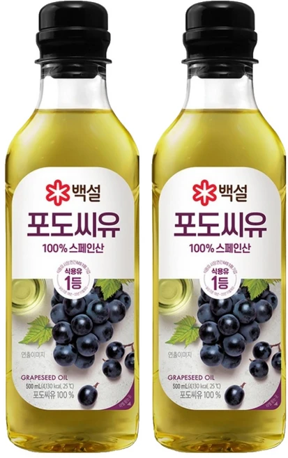 백설 포도씨유, 500ml, 2개 - 쿠팡