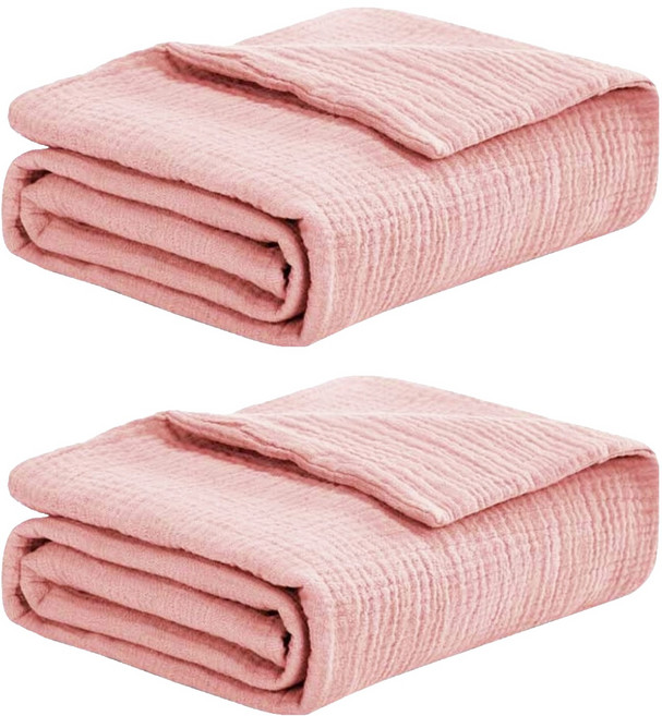 KU.KU Duckbill 酷咕鴨 雲朵皺布六層紗布澡巾, 自然粉, 2條