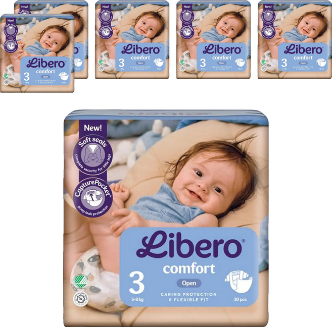 Libero 麗貝樂 Comfort 黏貼型尿布 5~9kg, 第3階段, 180片
