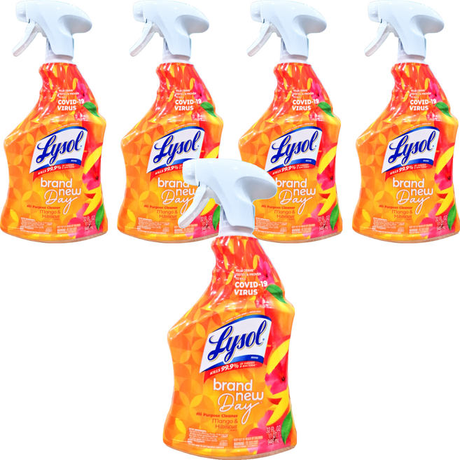 Lysol 來舒 多功能萬用噴槍式清潔劑 芒果芙蓉香味, 5瓶, 946ml