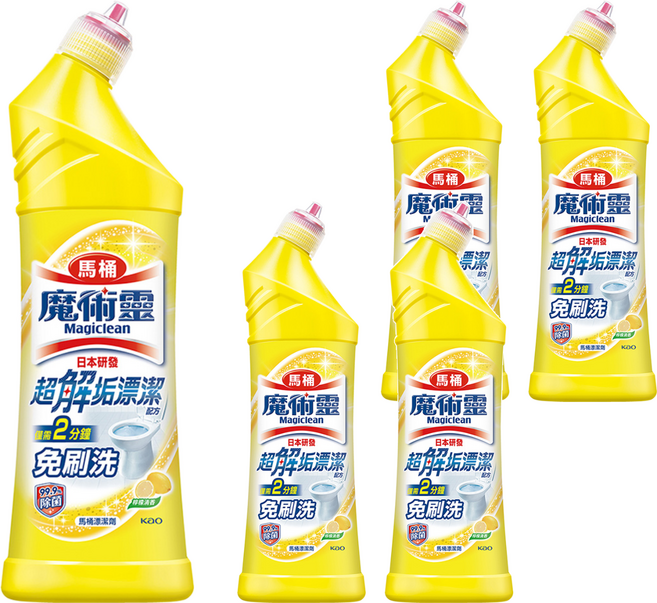 Kao 花王 Magiclean 魔術靈 台灣公司貨 殺菌瞬潔 馬桶清潔劑 檸檬香, 500ml, 5瓶