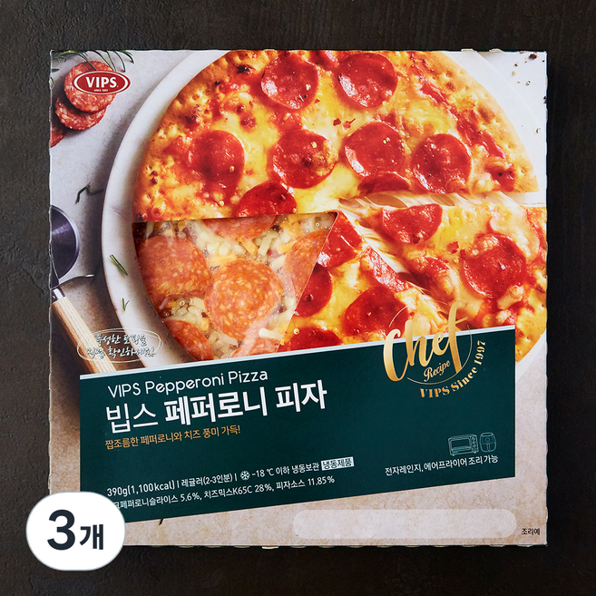 빕스 페퍼로니 피자 (냉동), 390g, 1개입, 3개