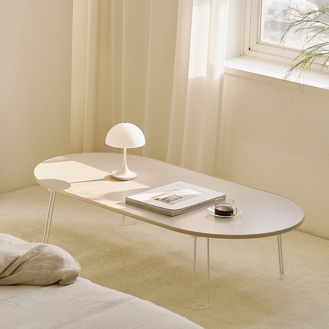 메종드꼼마 국내생산 LPM 라운드 접이식테이블 타원 XL, 타원 베이지