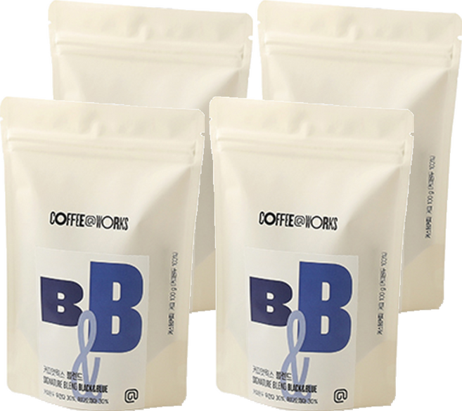 커피앳웍스 블랙앤블루 원두, 100g, 4개, 홀빈(분쇄안함)