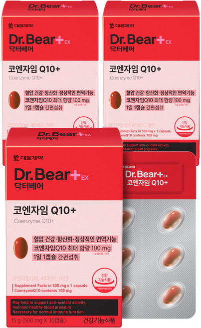 대웅제약 닥터베어EX 코엔자임 Q10+ 15g, 30정, 3개