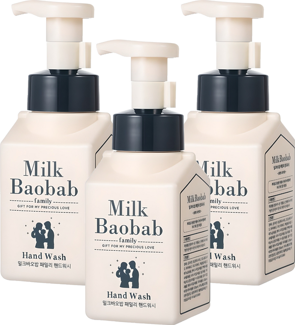밀크바오밥 패밀리 거품형 핸드워시, 상큼한 오렌지껍질향, 300ml, 3개