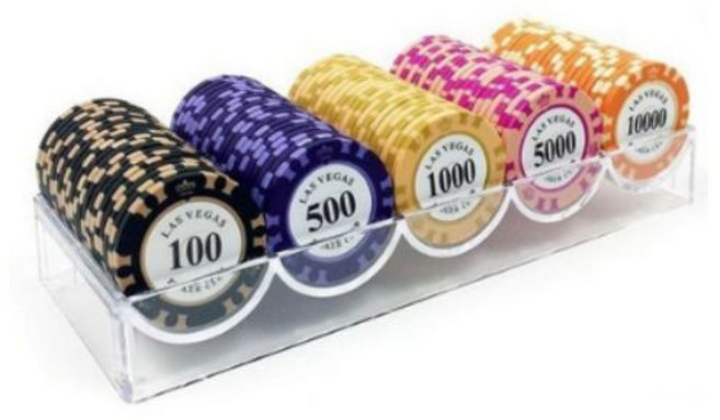 국제규격 고급 라스베가스 포커칩 100p + 아크릴 케이스 세트, 랜덤 발송, 1세트