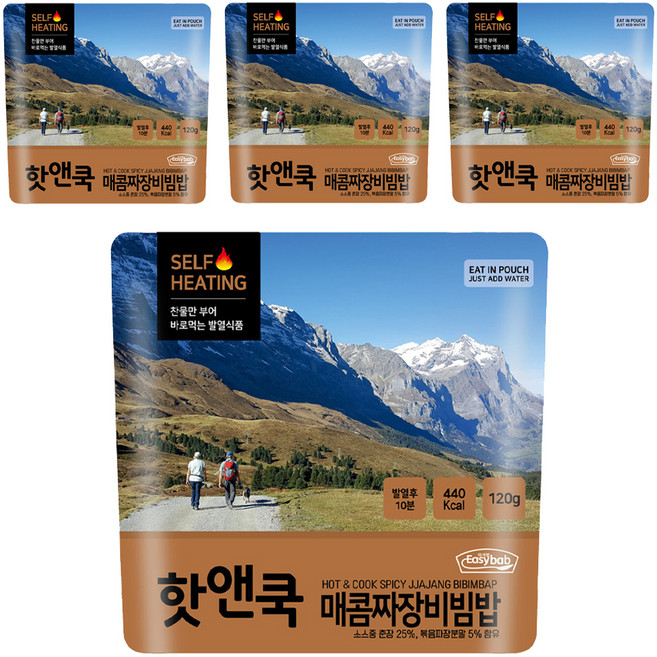 이지밥 핫앤쿡 매콤 짜장 비빔밥, 120g, 4개