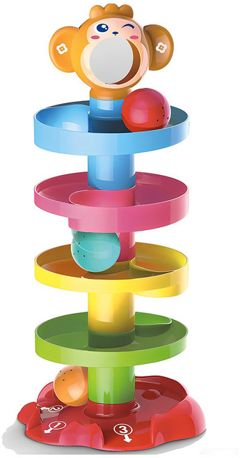 후앙어 몽키 공굴리기 볼 타워 촉감발달완구, 혼합색상, 1개