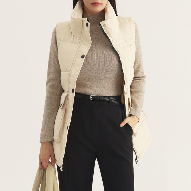 엘쏘 여성용 박시핏 엉덩이 덮는 코튼 패딩 조끼