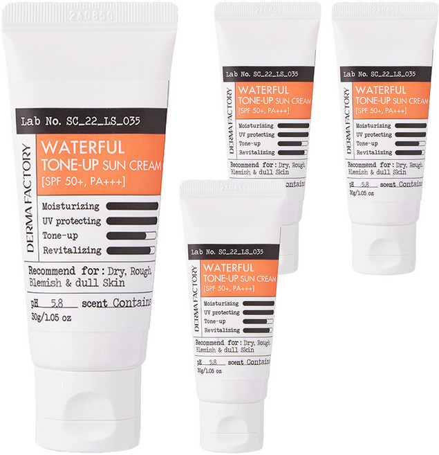 더마팩토리 워터풀 톤업 선크림 SPF50+ PA+++, 30g, 4개