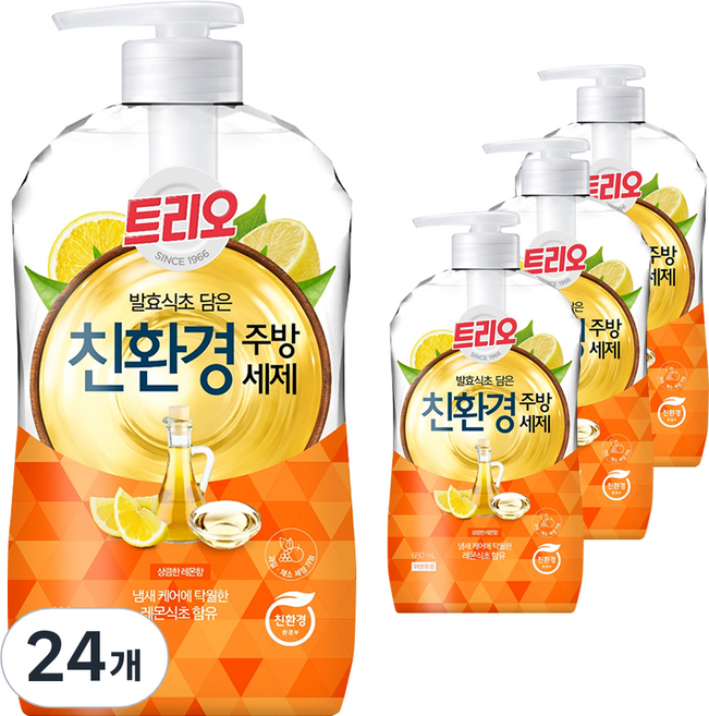 트리오 발효식초 담은 친환경 주방세제 레몬향, 680ml, 24개