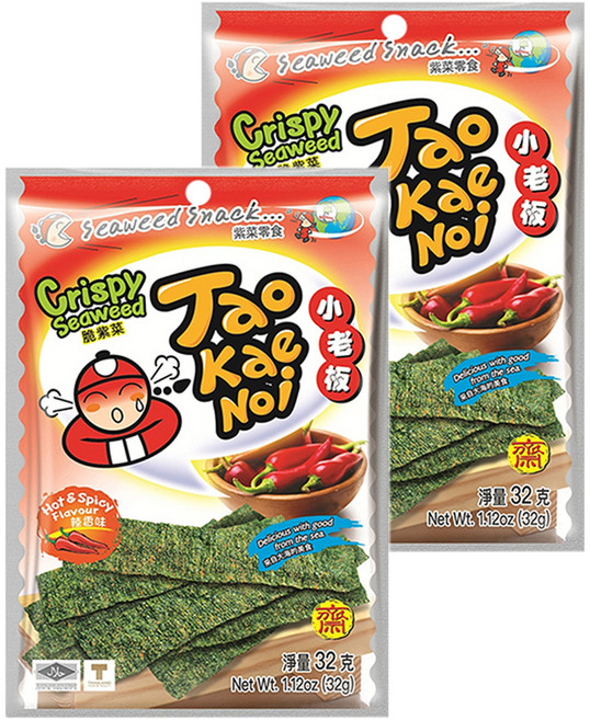 TAO KAE NOI 小老板 厚片海苔 辣香味, 32g, 2包